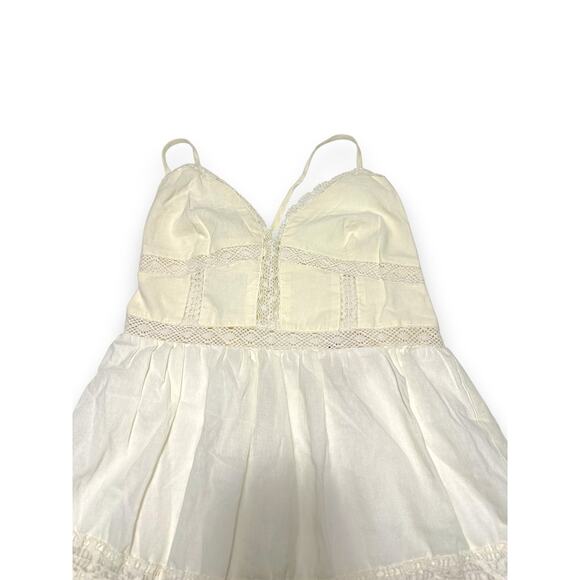 Audrey Parks for Francesca's Ivory Lace Trim Boho Mini Dress Small - Picture 2 of 9